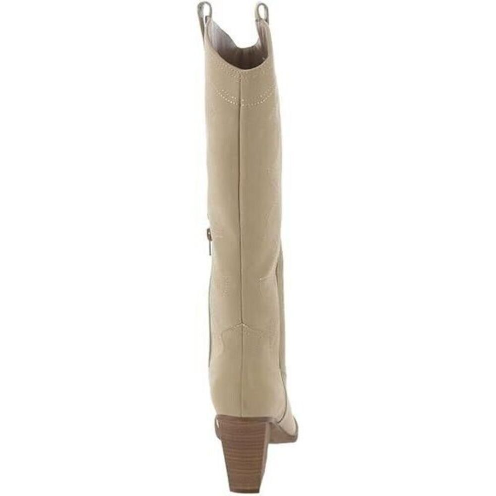 MIA Tex Western Boot Women's 6 Beige Leather Tall Block Heel Riding Boots FZP108 - Picture 4 of 12